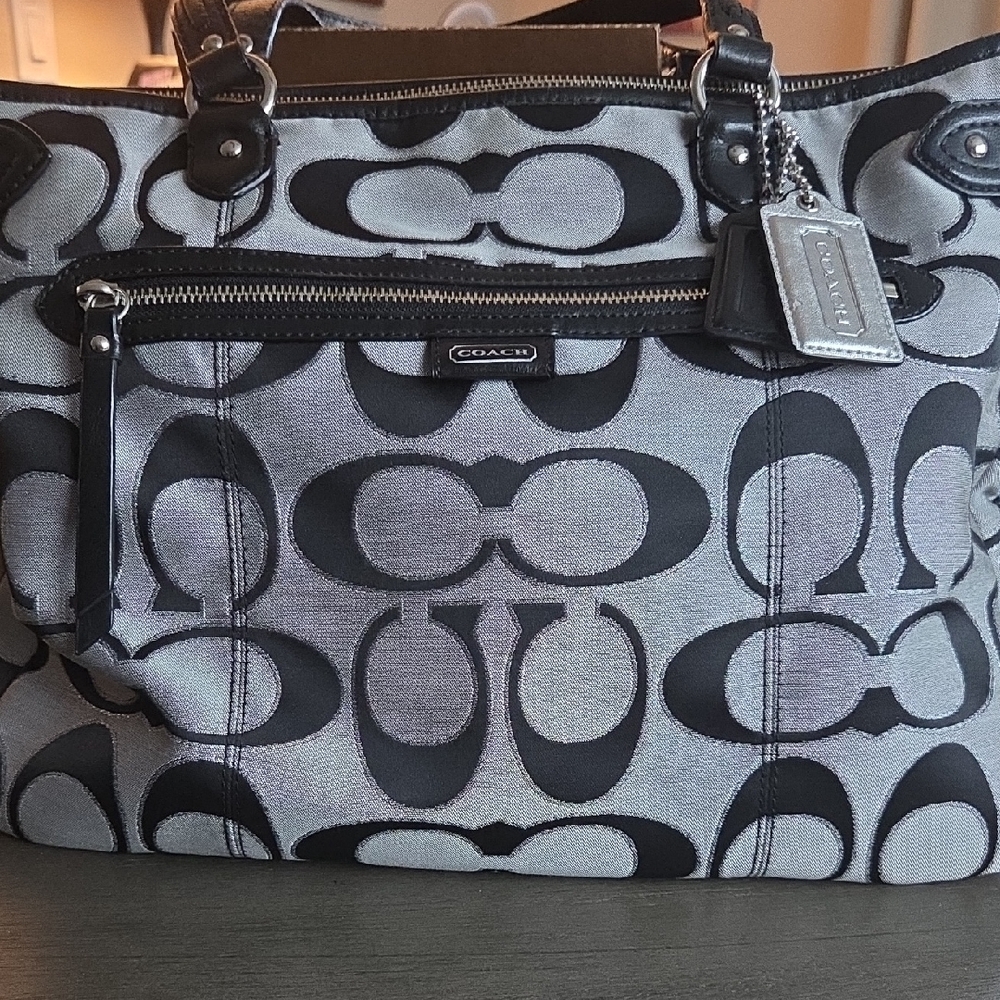 Coach Monogram Black and Gray Tote